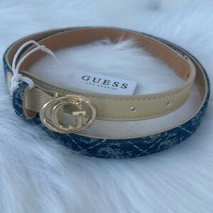Guess Denim Blue and Gold Logo Belt